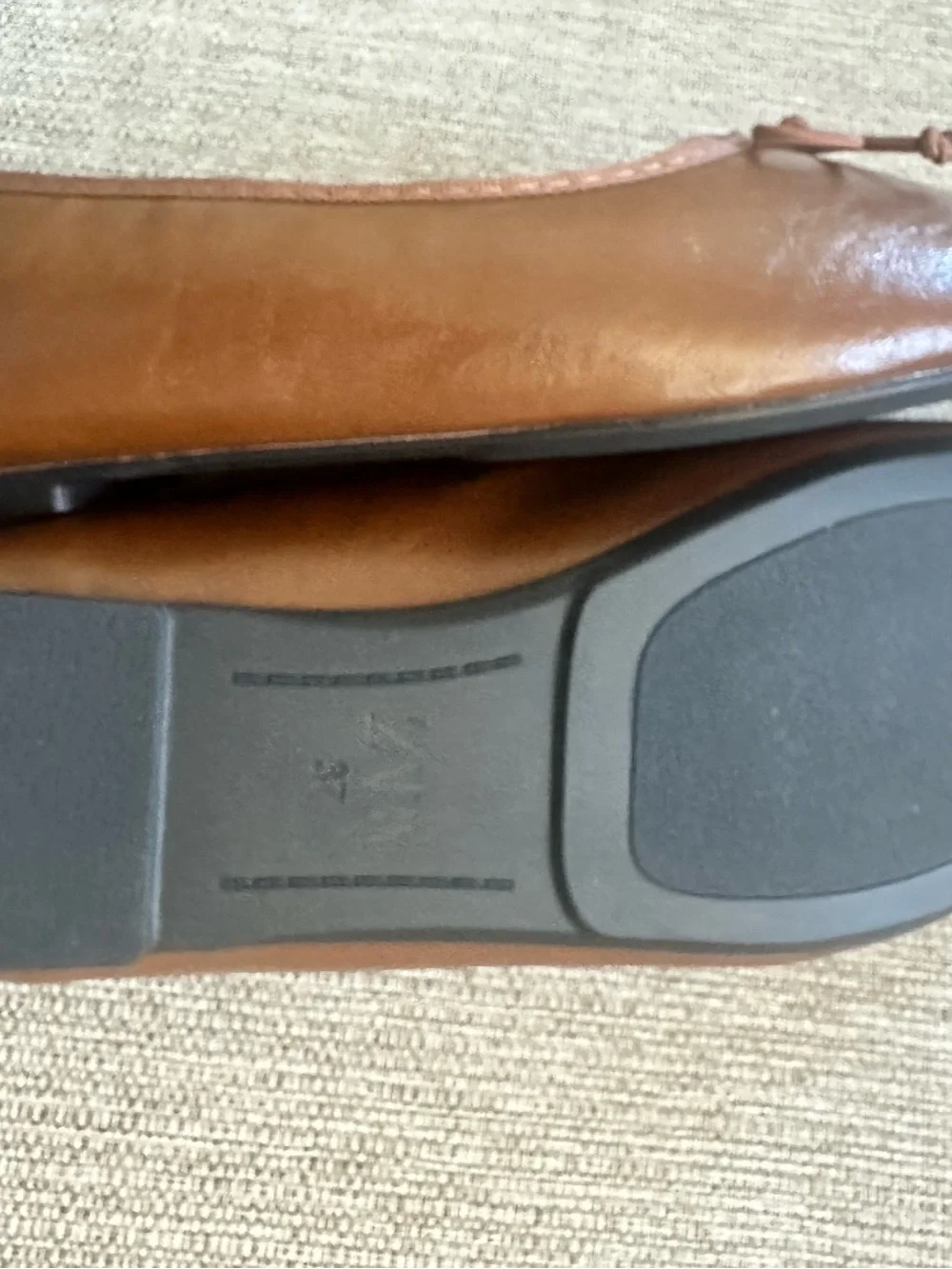 Zara Tan Brown Ballet Flats with Bow sz37